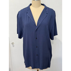 Women's ASOS Shirt, M, Navy blue shortsleeve button front